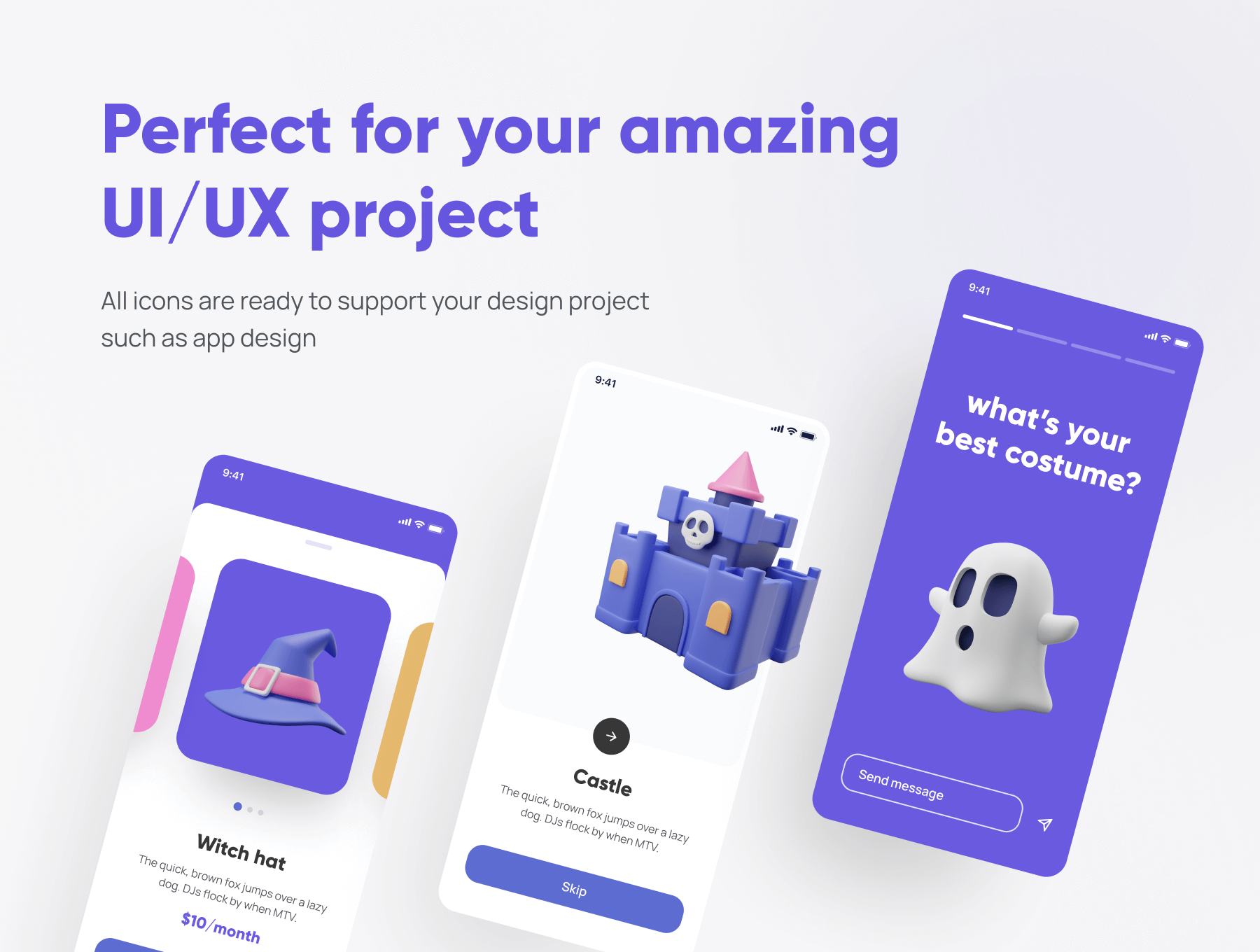 20个万圣节主题3D图标素材包（Blender）