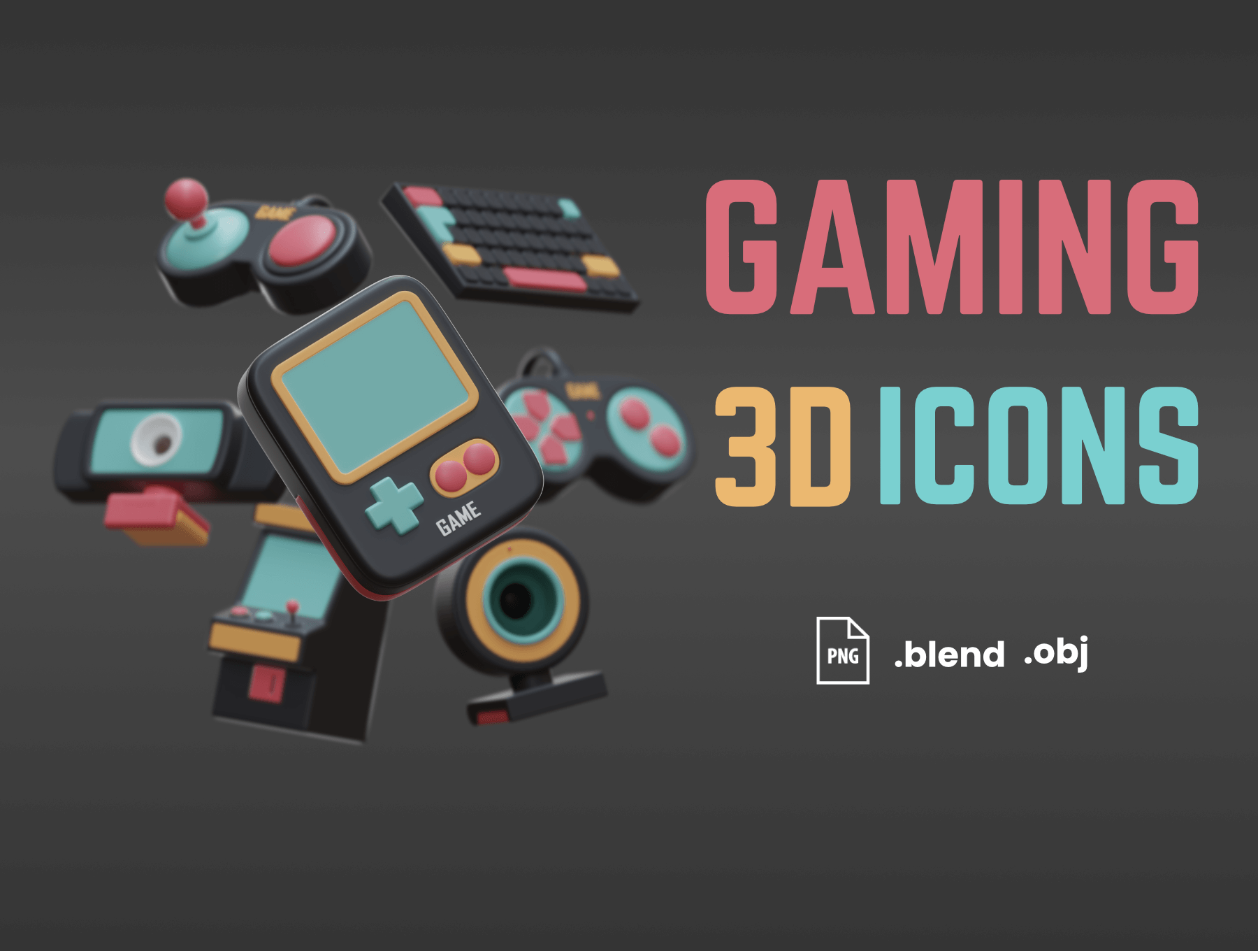 13个黑色调可爱逼真3D图标