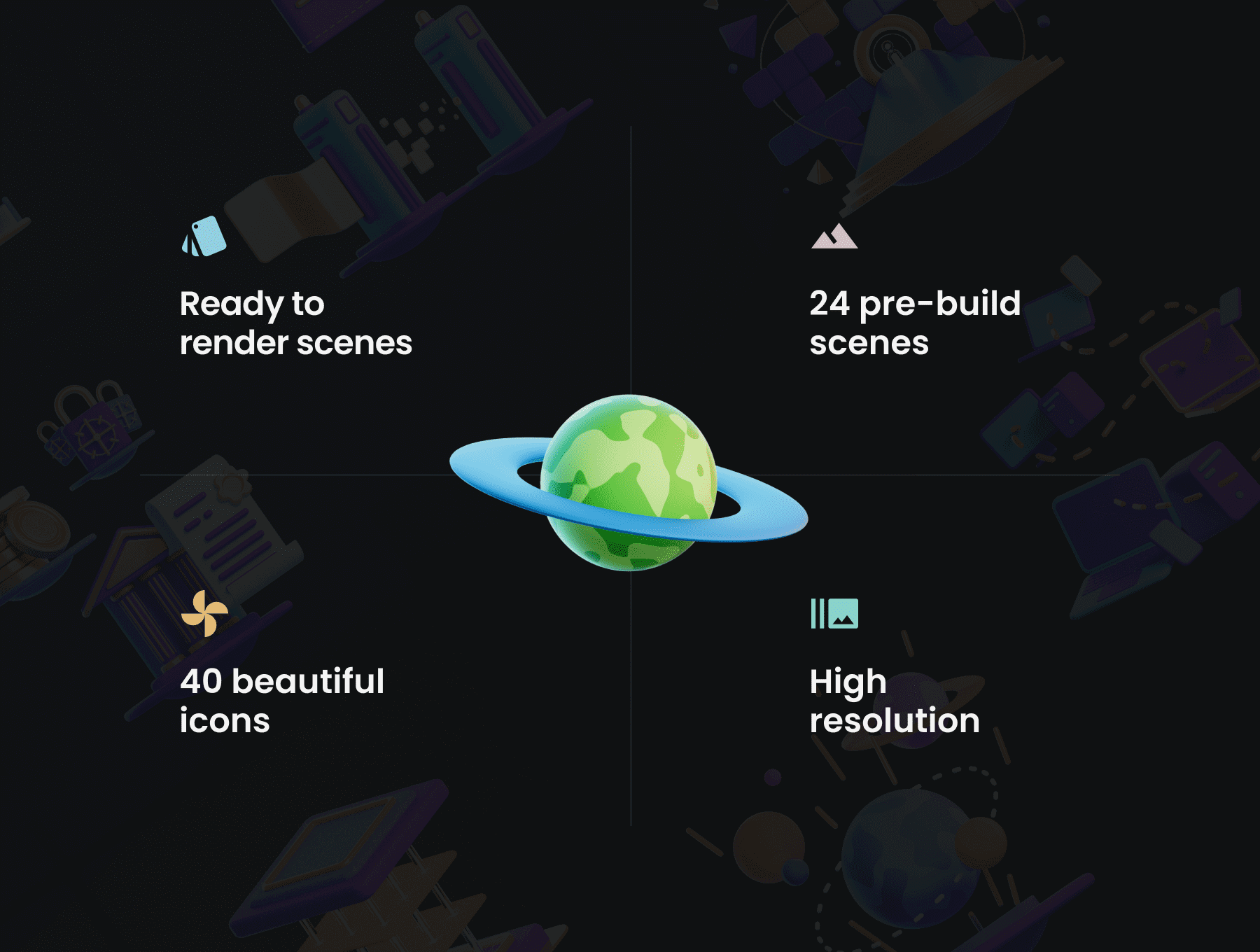 40个漂亮的卡通风格C4D图标