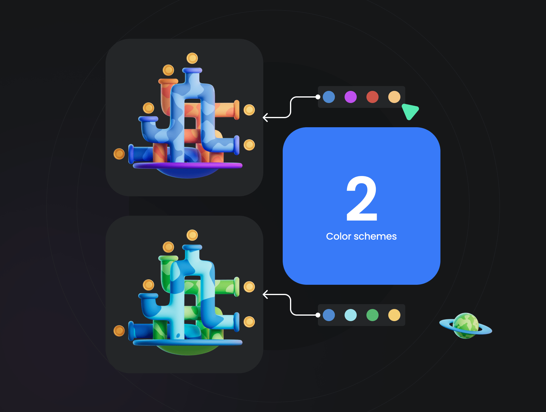 40个漂亮的卡通风格C4D图标