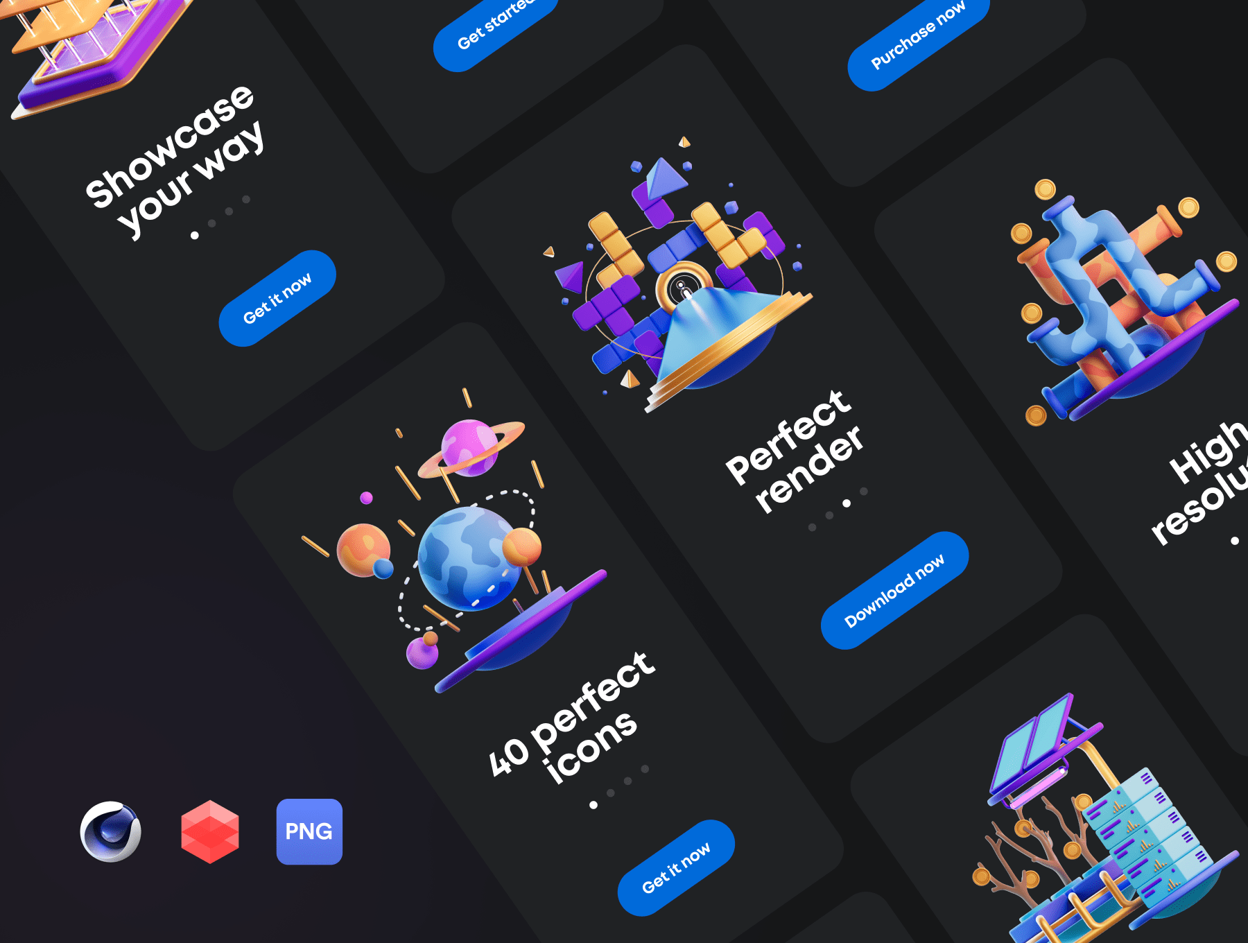 40个漂亮的卡通风格C4D图标