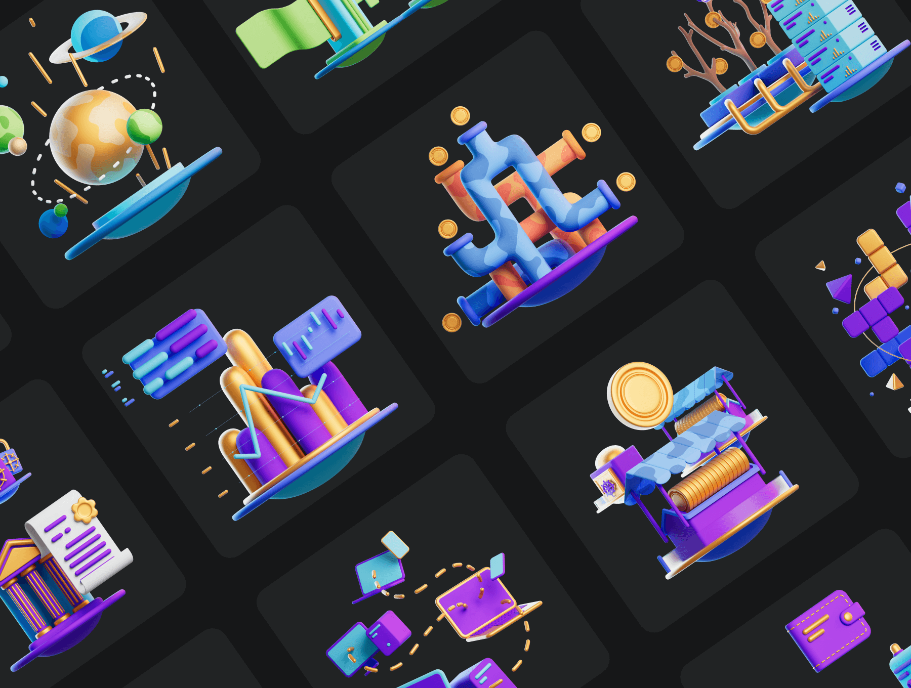 40个漂亮的卡通风格C4D图标