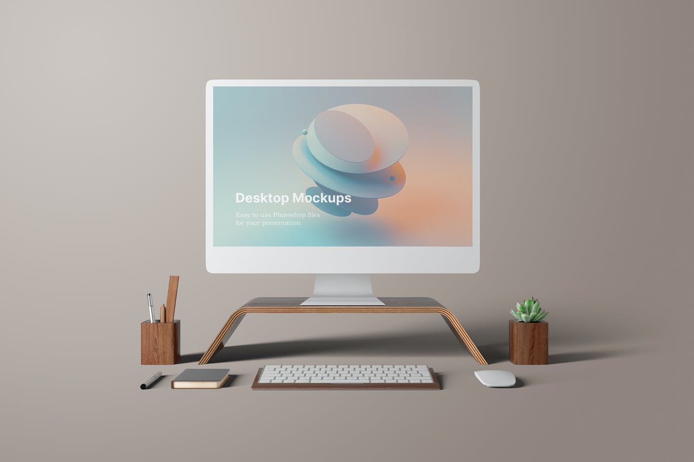 5个电脑桌面模型样机PSD文件