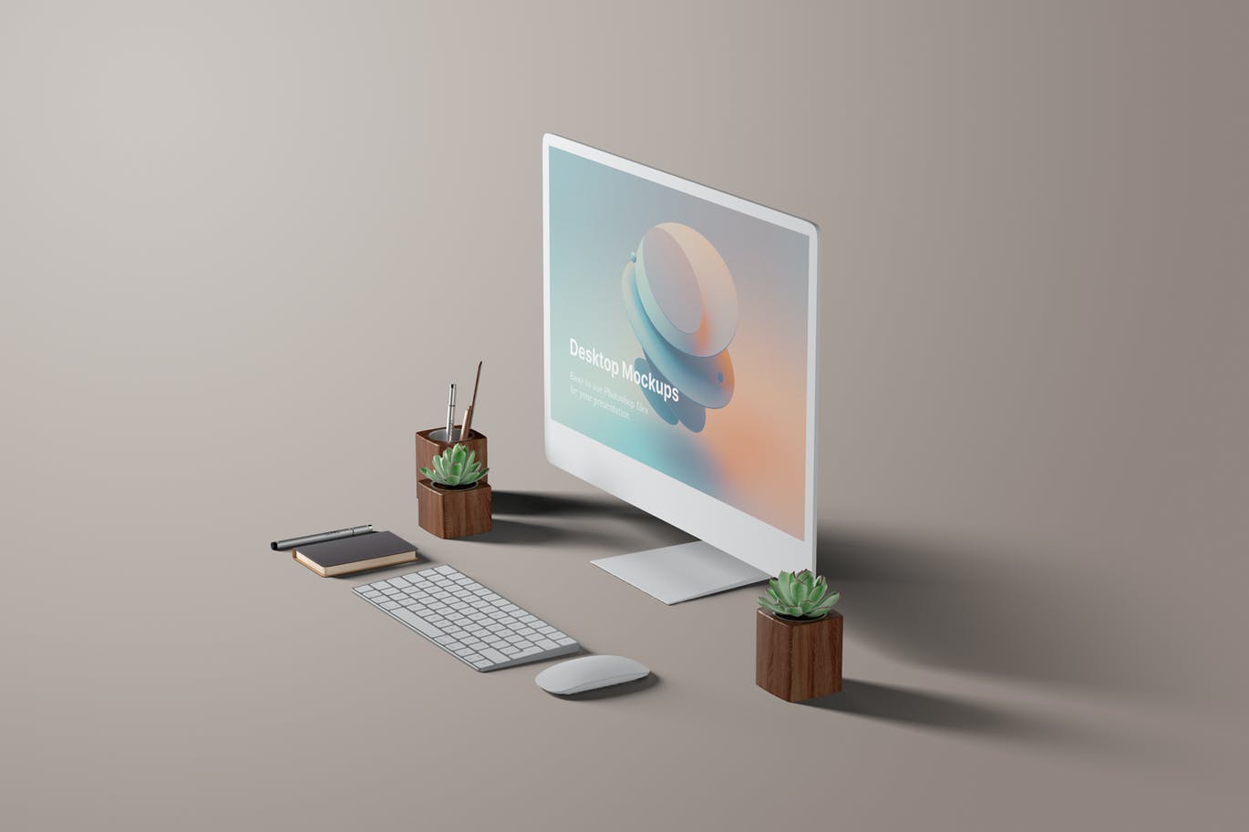 5个电脑桌面模型样机PSD文件