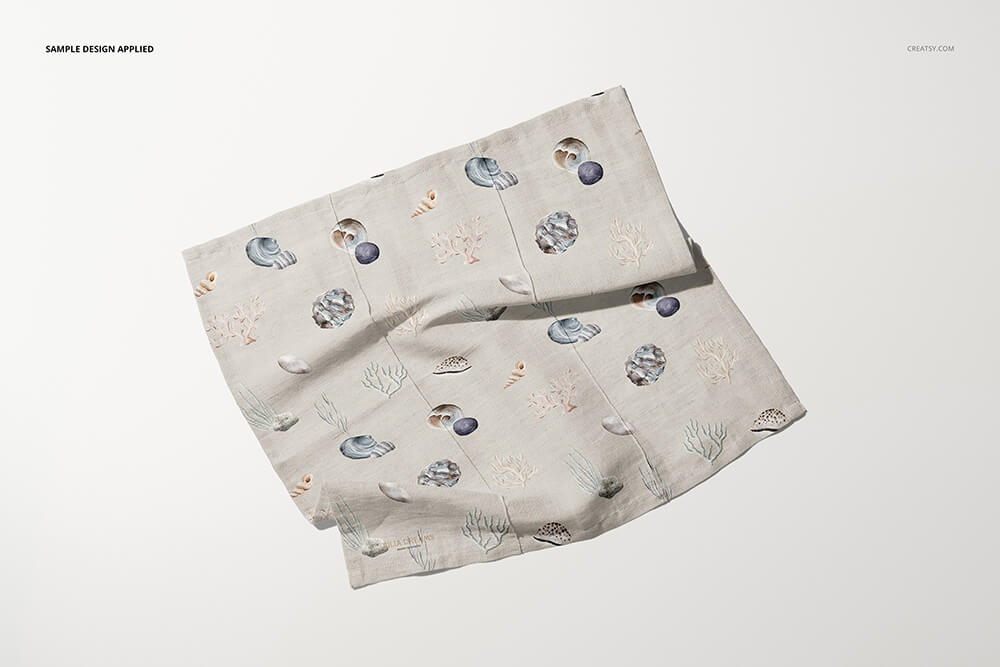 逼真的棉亚麻餐巾样机PSD素材包