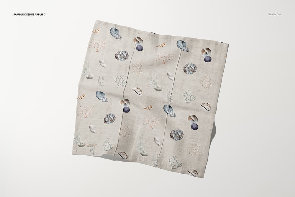 逼真的棉亚麻餐巾样机PSD素材包