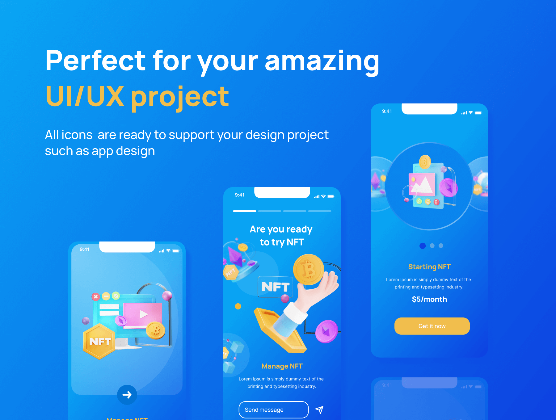 20个蓝色清爽风格玻璃效果3D图标模型