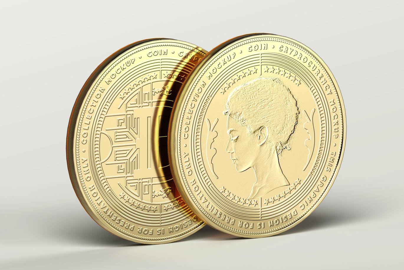 金色不同角度硬币奖牌样机PSD模型