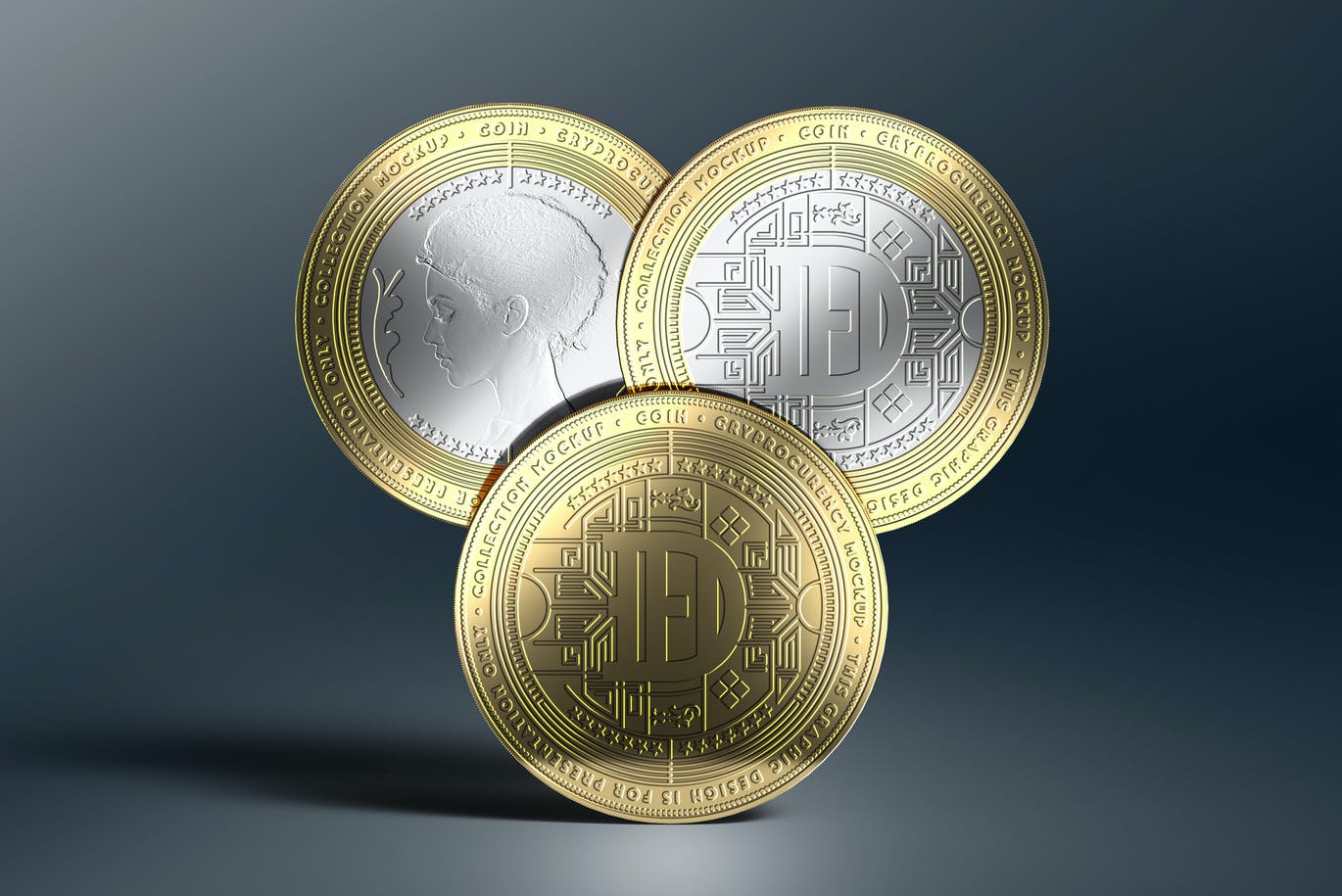 金色不同角度硬币奖牌样机PSD模型