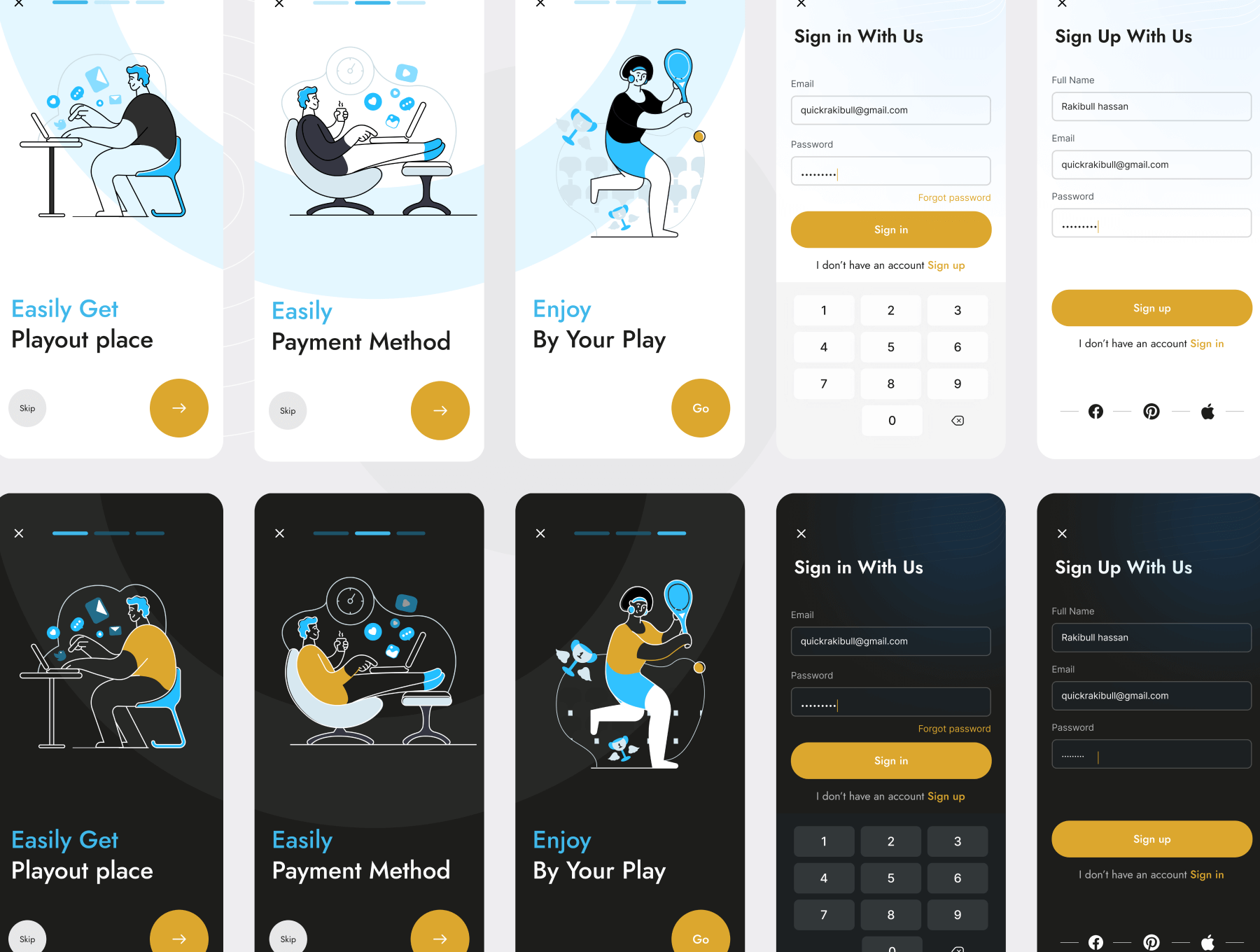 46个简洁五人制足球主题APP UI界面