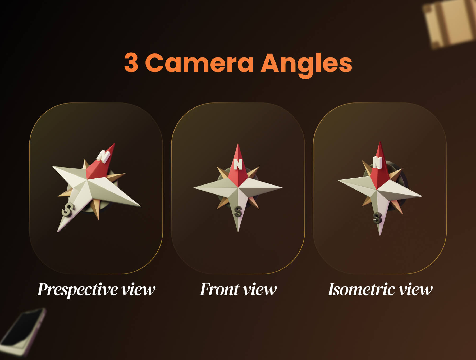 35个金色旅行旅游相关3D图标模型