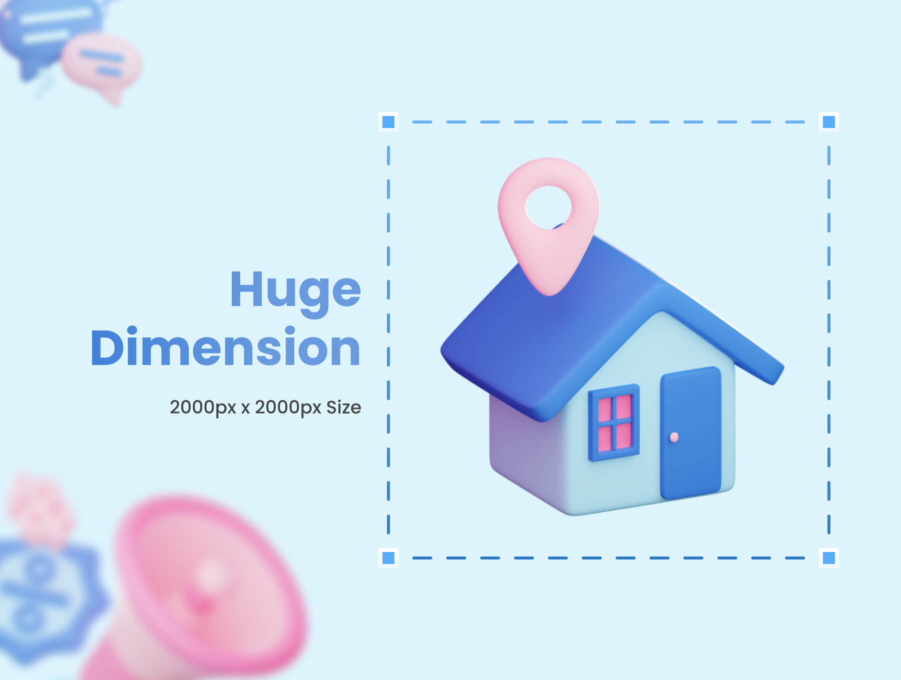 30个蓝色轻松可爱电子商务主题3D图标模型