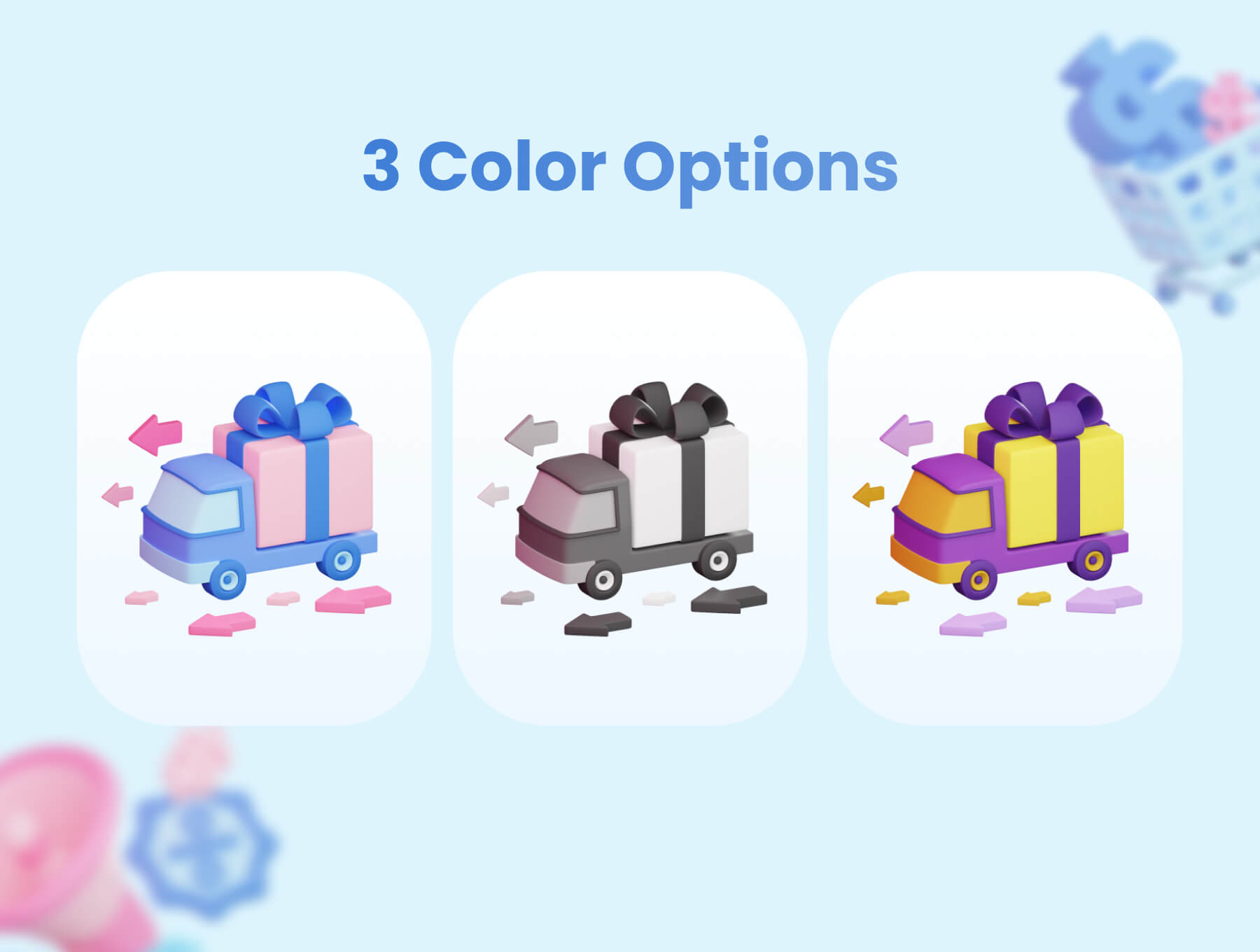 30个蓝色轻松可爱电子商务主题3D图标模型