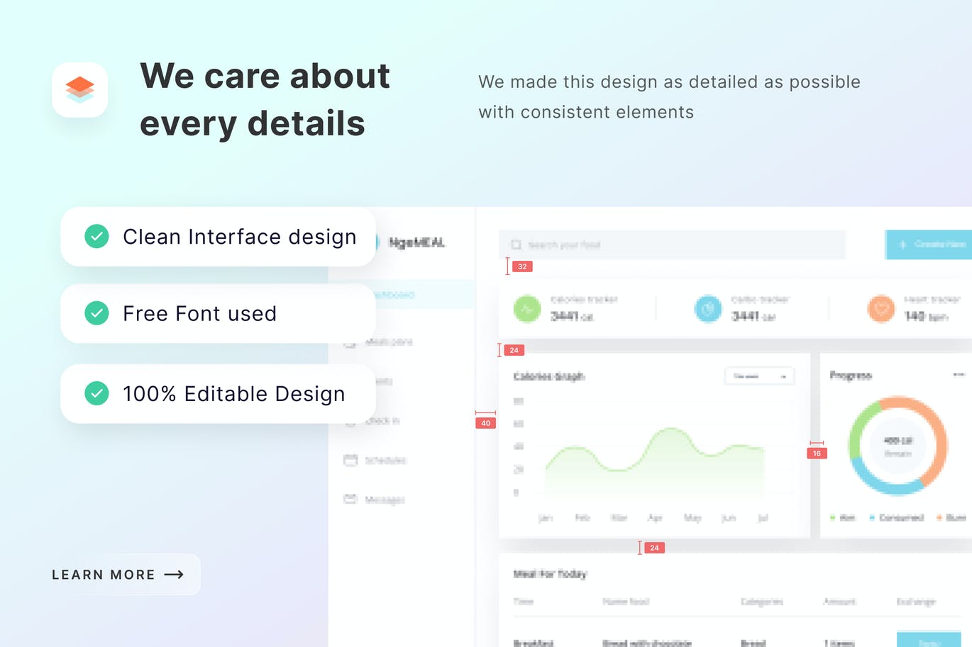 一套风格清新用餐主题后台界面Ui KIT包