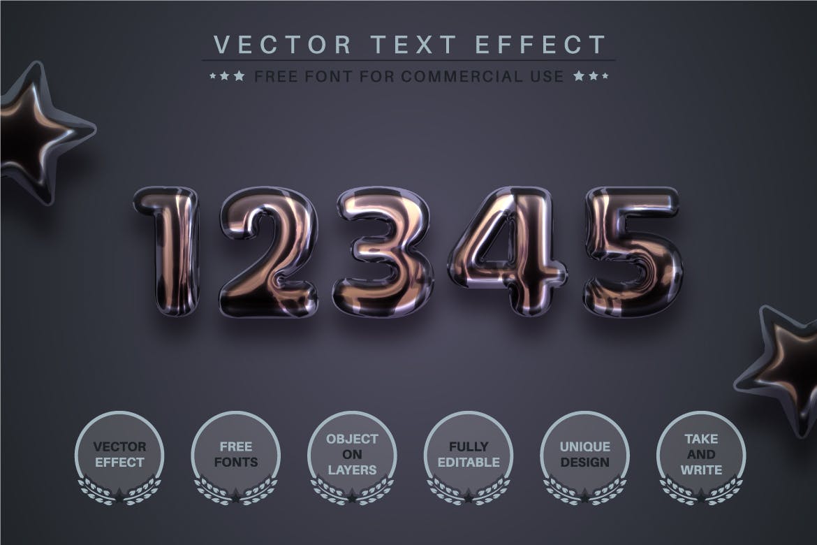 一键生成AI暗色金属文字样式矢量效果