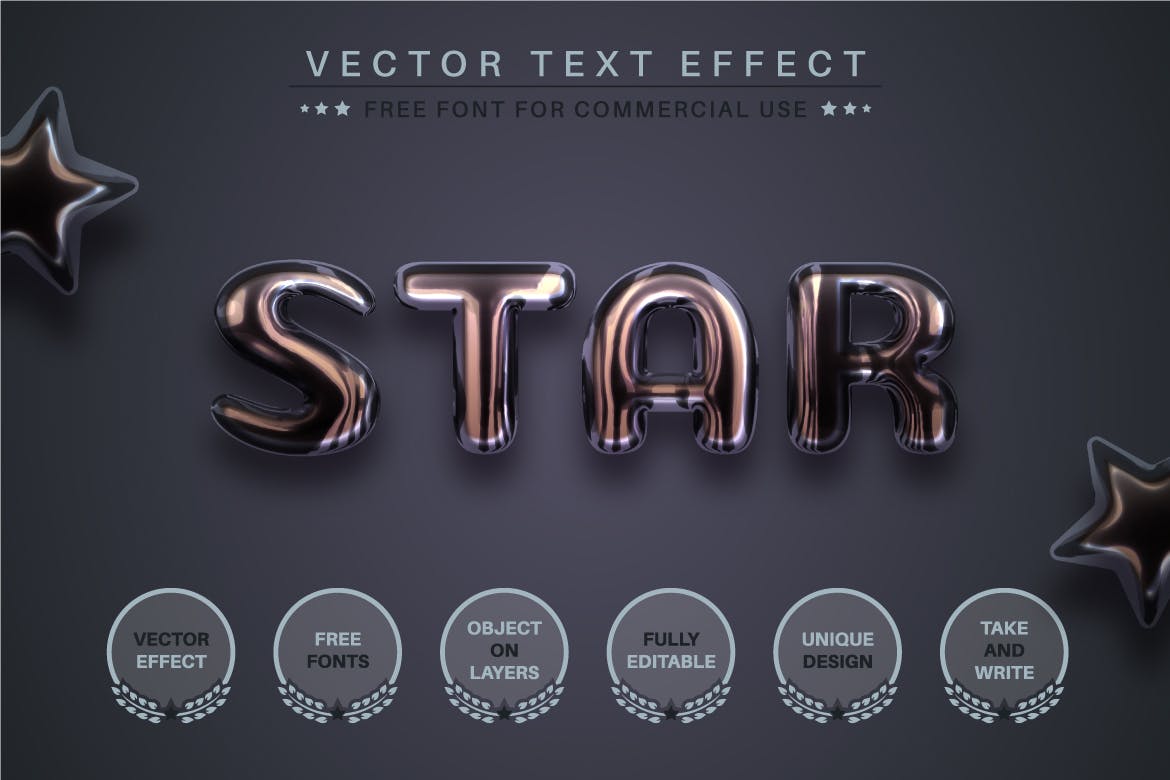 一键生成AI暗色金属文字样式矢量效果