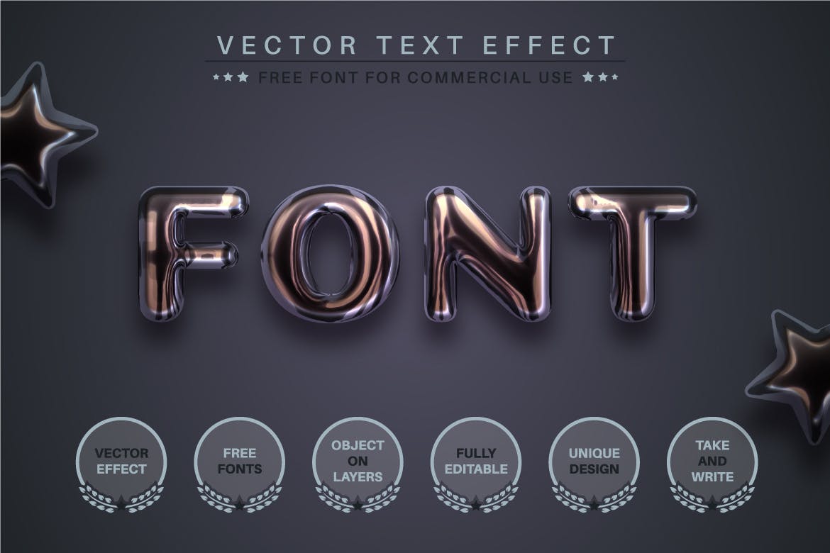 一键生成AI暗色金属文字样式矢量效果
