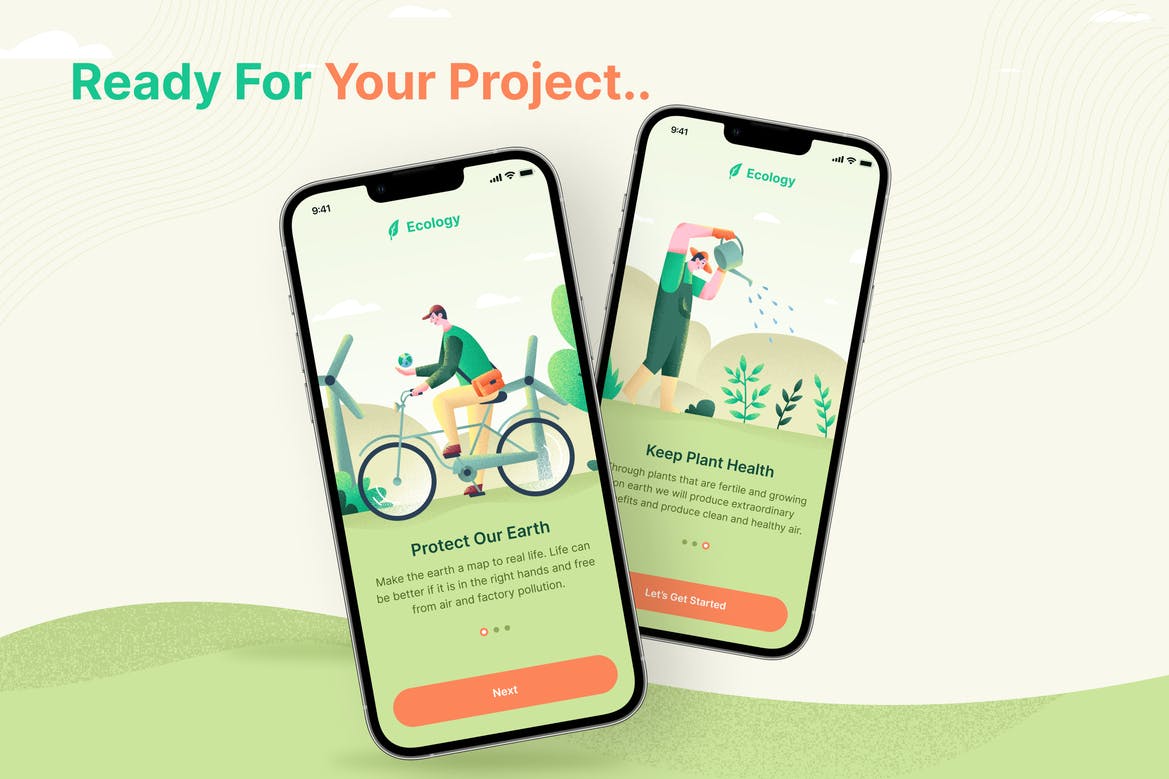 一套绿色生态农业养殖APP UI Kit界面
