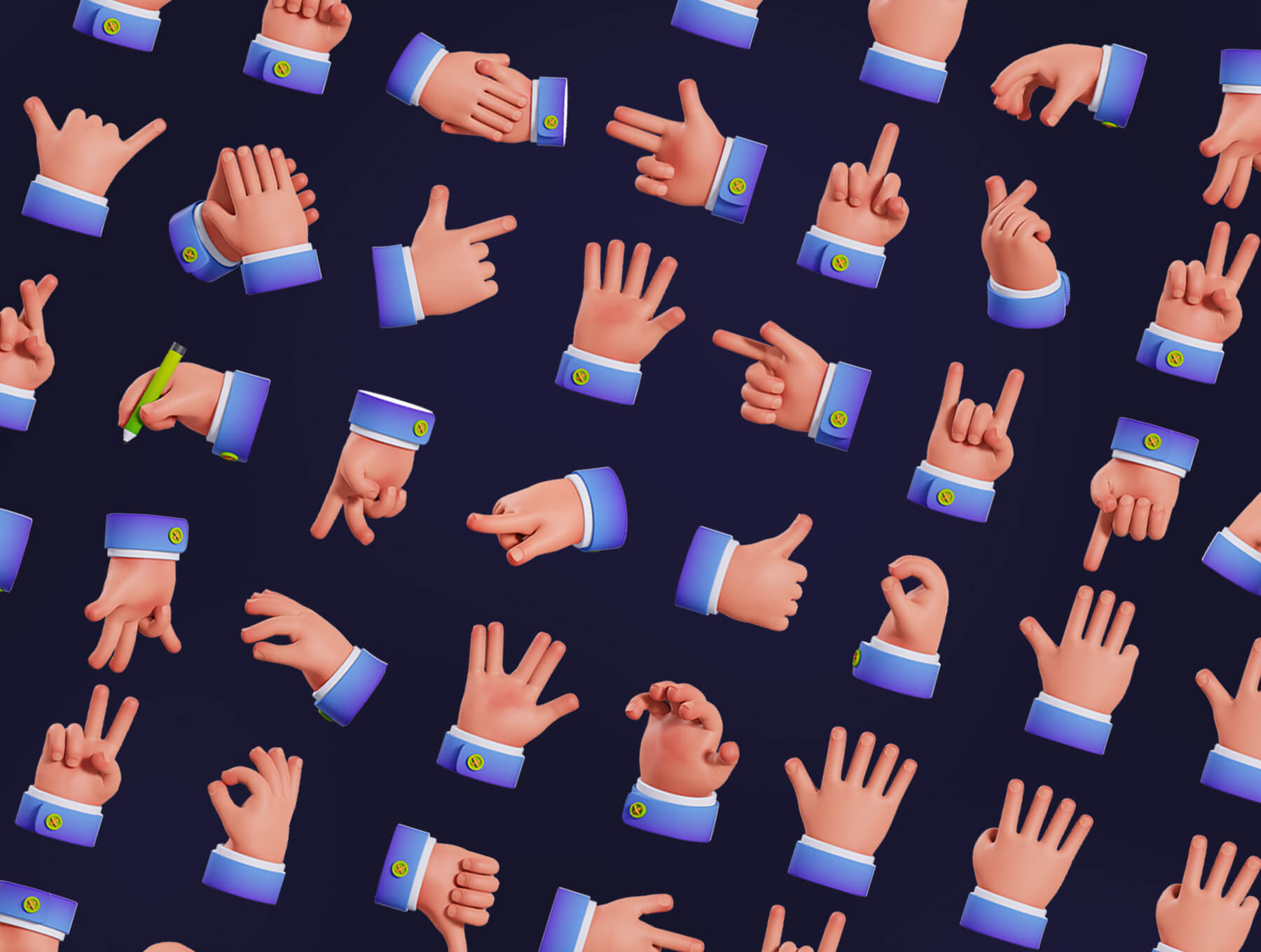 2022年最全不同手势3D模型（Blender）