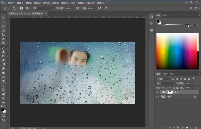巧用PS制作水雾玻璃效果人物照片