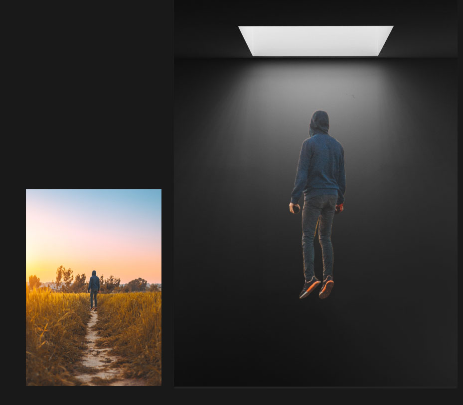 Photoshop合成空中漂浮的人物