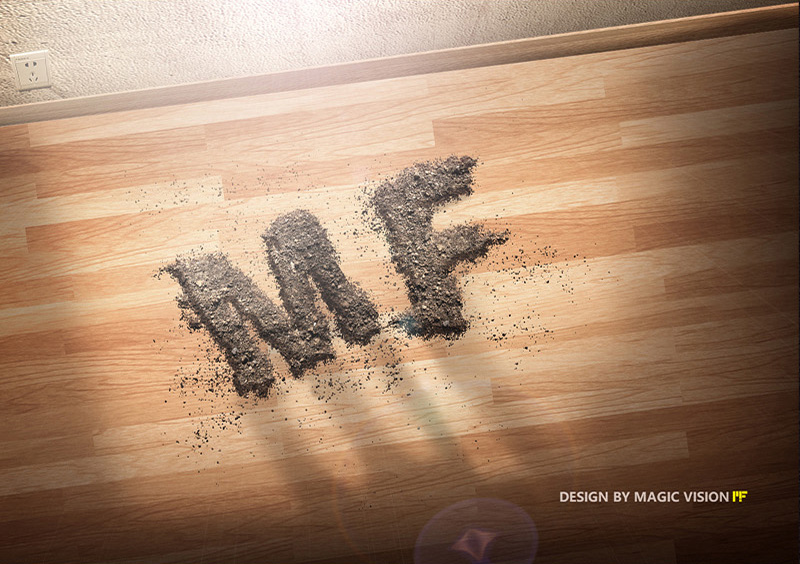 Photoshop制作桌面上的碎屑立体字