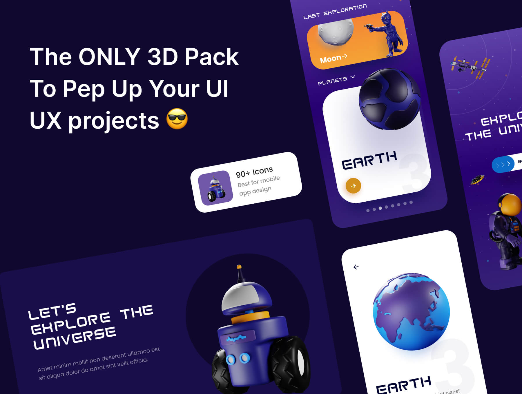 宇宙外太空科幻主题3D图标模型素材包