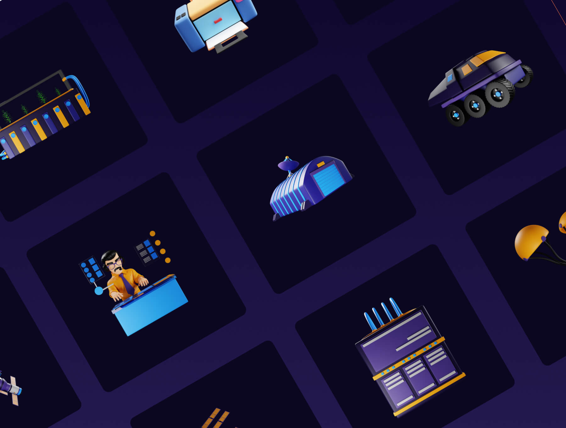 宇宙外太空科幻主题3D图标模型素材包