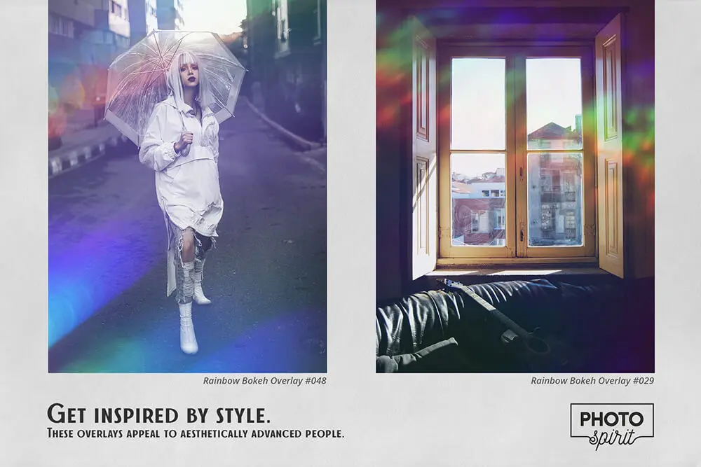 彩虹散景照片叠层JPG图片素材