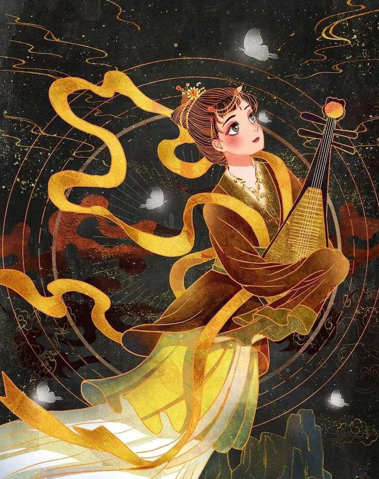 想做绝美敦煌壁画设计?这里有敦煌插画PSD源文件和岩彩质感笔刷!