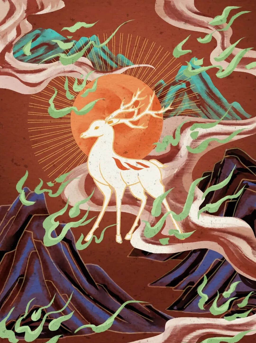 想做绝美敦煌壁画设计?这里有敦煌插画PSD源文件和岩彩质感笔刷!