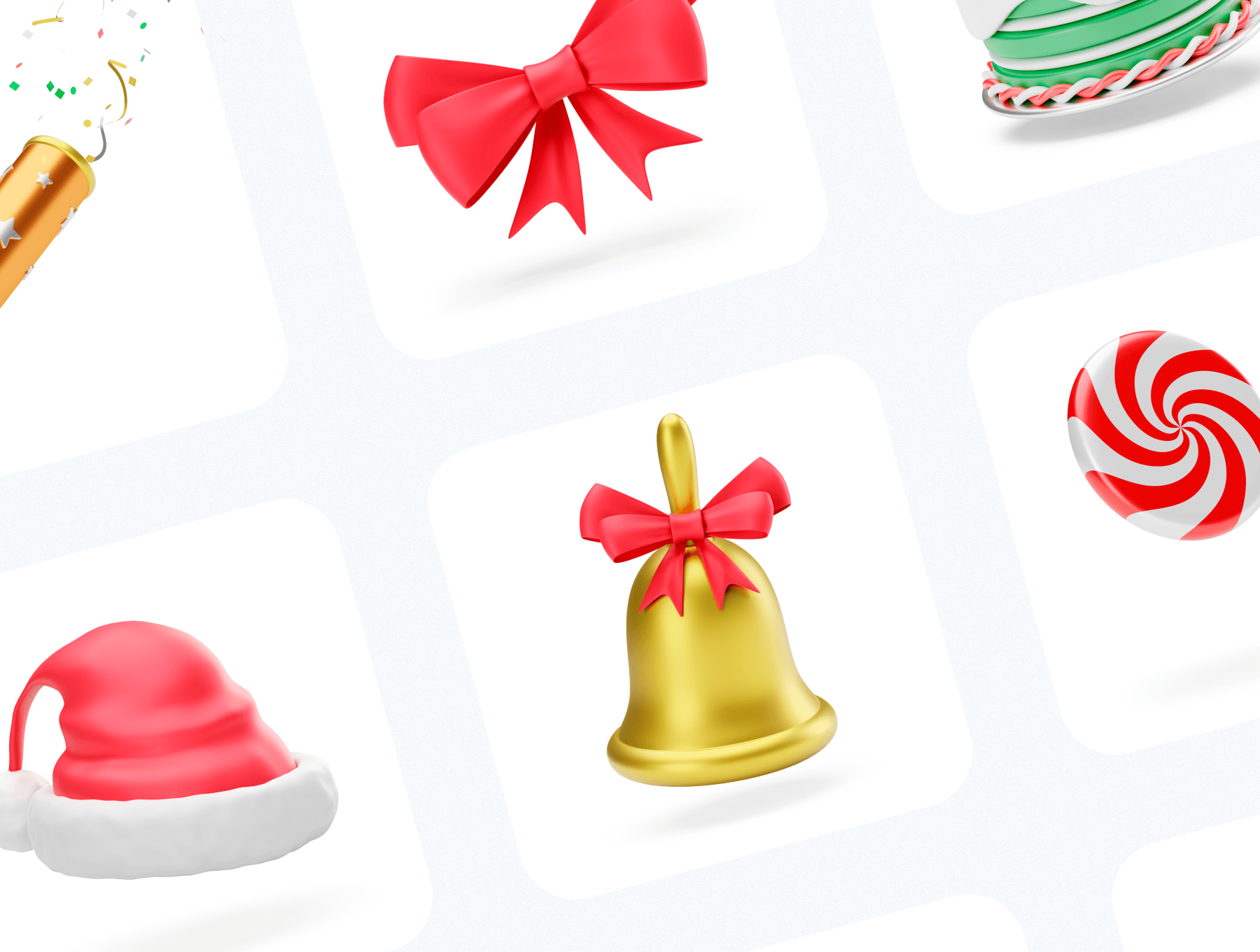 19个圣诞主题红绿清爽3D图标(Blender)