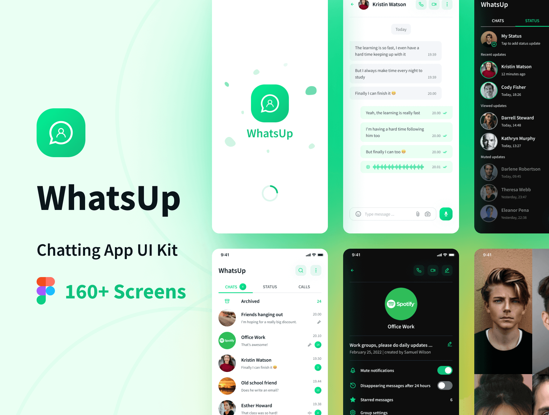 160个绿色清新聊天应用APP UI界面包