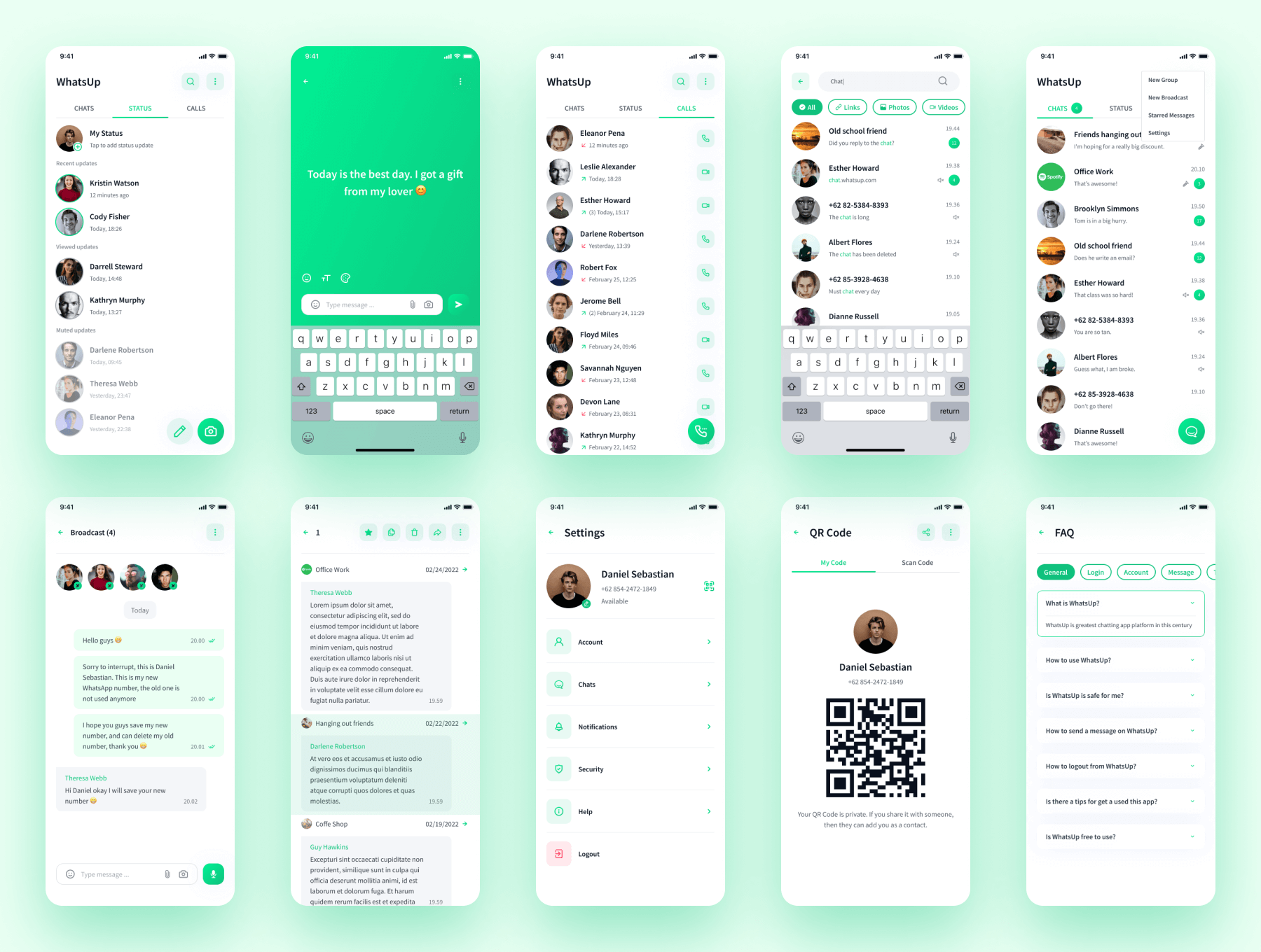 160个绿色清新聊天应用APP UI界面包
