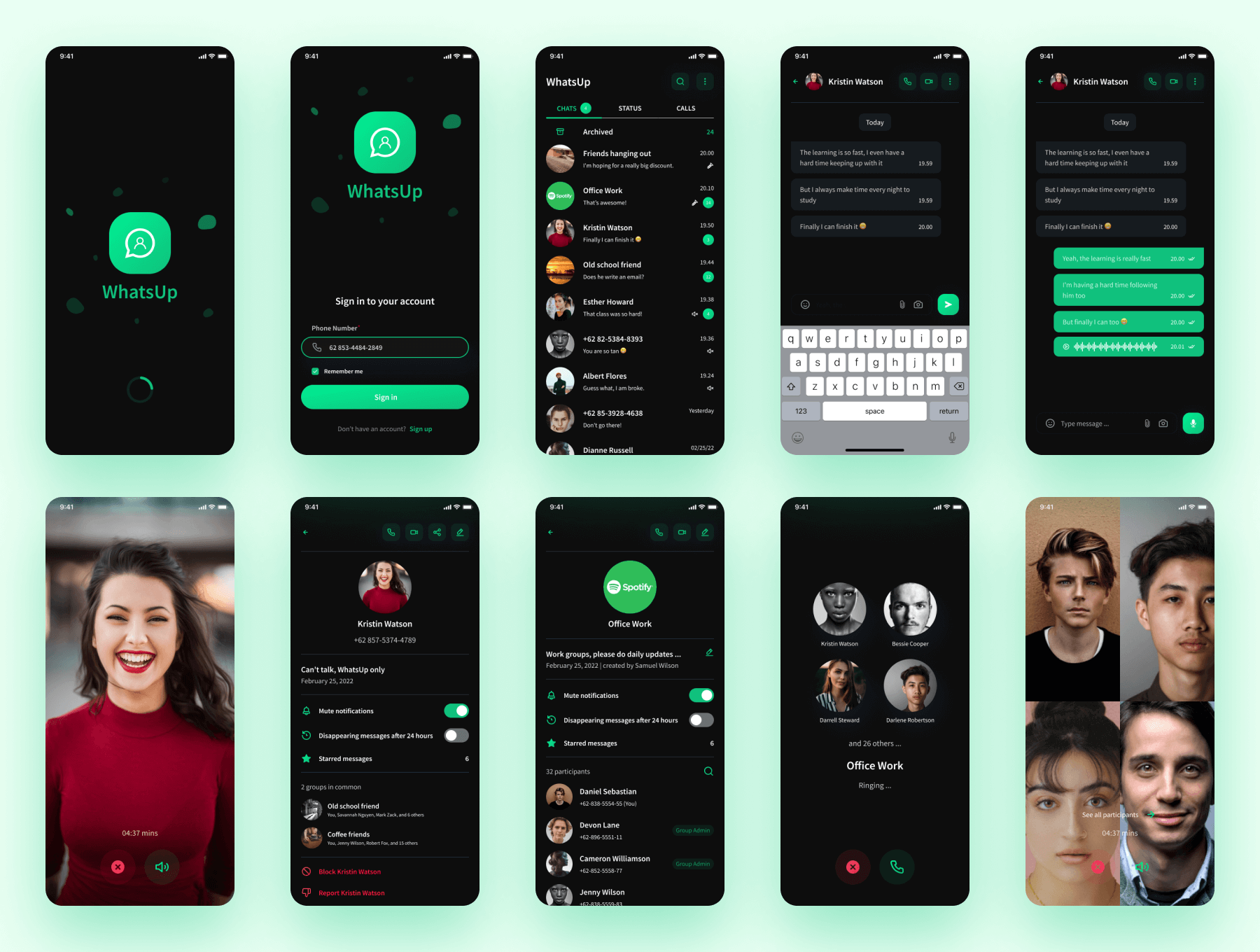 160个绿色清新聊天应用APP UI界面包