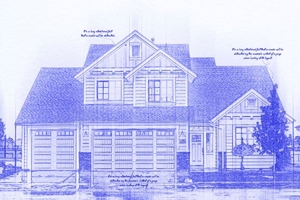 一键将照片变成建筑蓝图效果PSD模板
