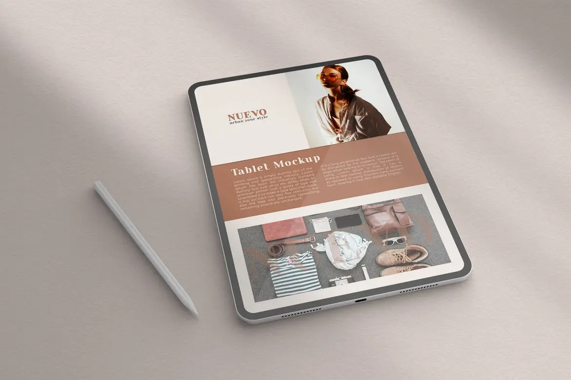 4种不同角度风格优雅手机平板电脑样机PSD素材