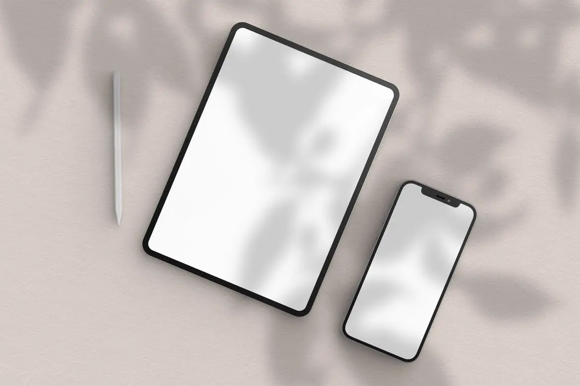 4种不同角度风格优雅手机平板电脑样机PSD素材