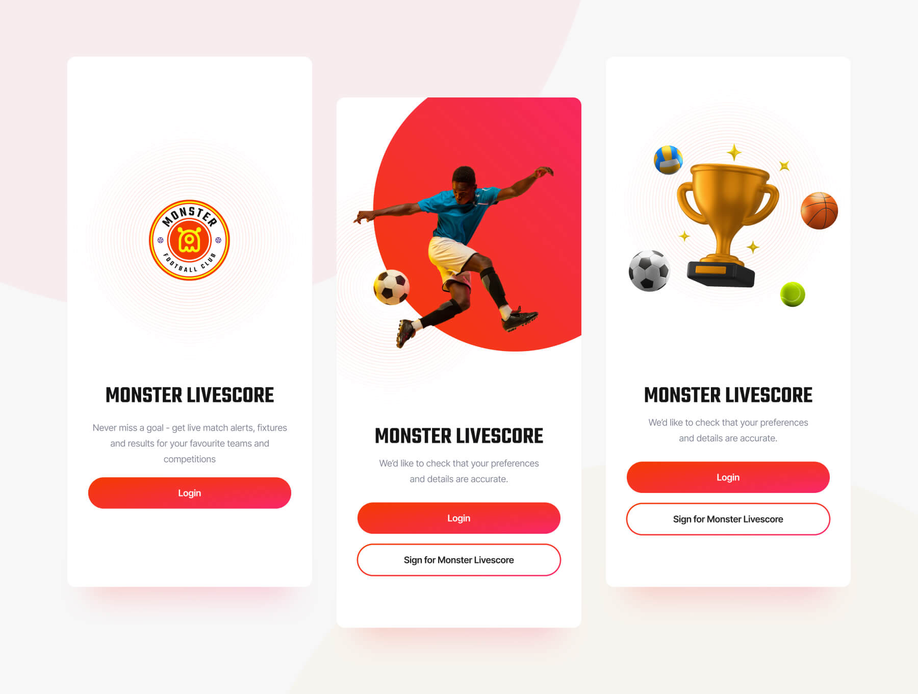 90个红色足球体育运动比分比赛APP UI界面