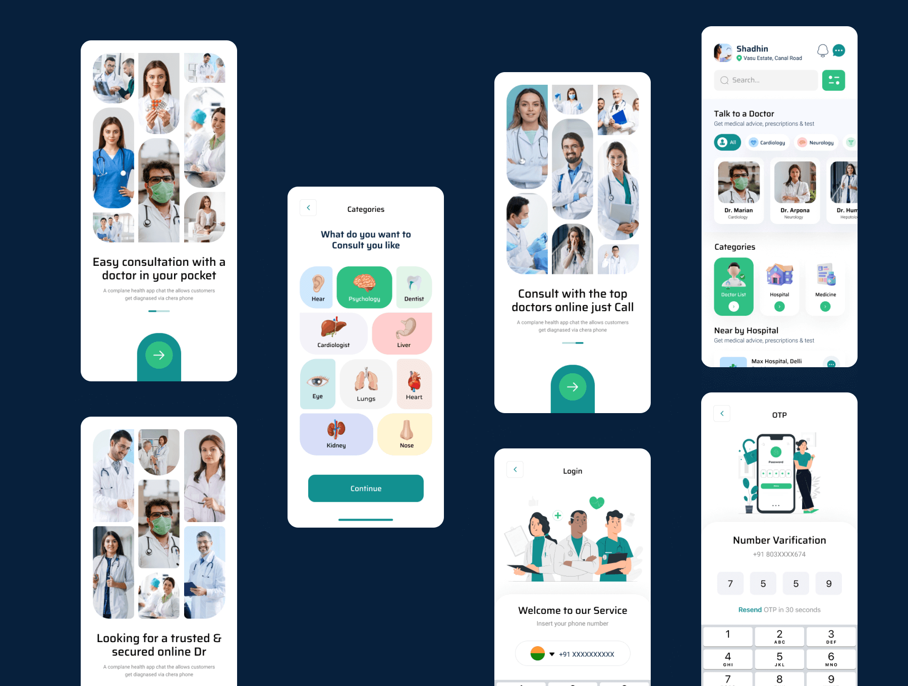 60个绿色清新时尚在线医生移动APP UI界面