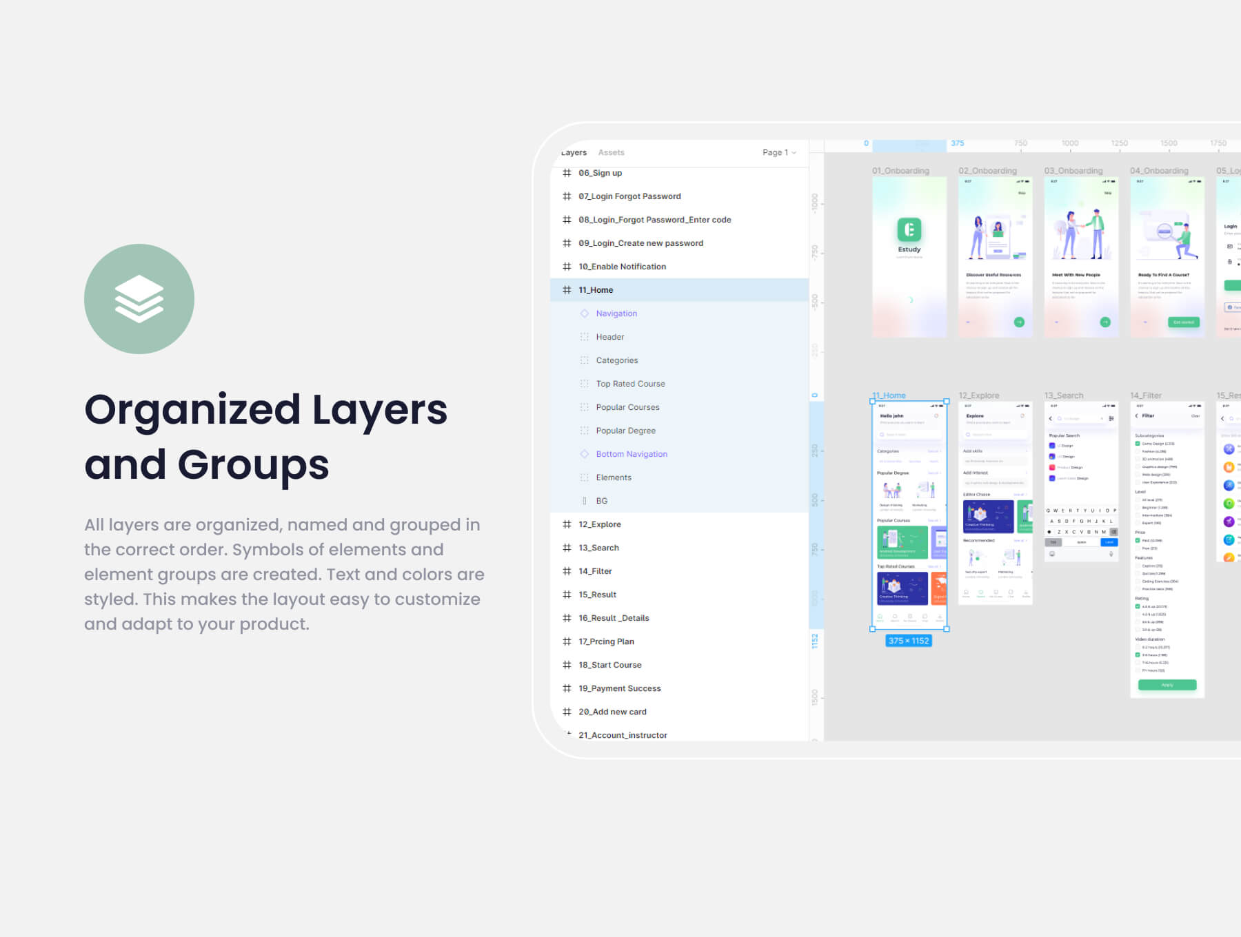 40个绿色在线教育移动APP UI界面素材