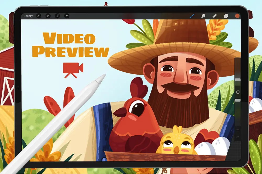 适用于农场主题的绘画Procreate笔刷素材