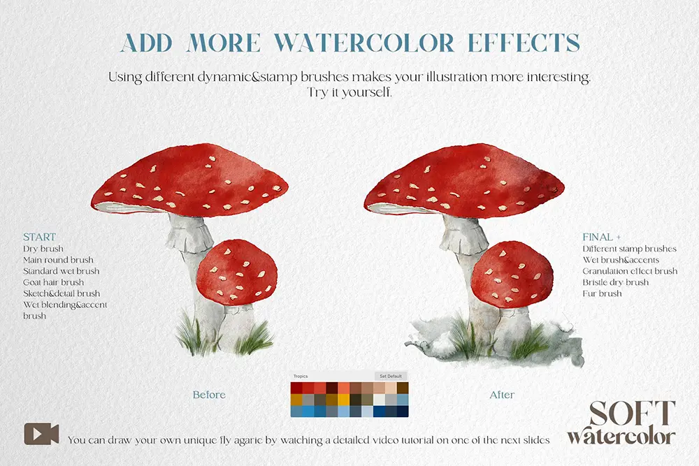 水墨风格插画怎么画起来快？试试这套软水彩Procreate笔刷吧