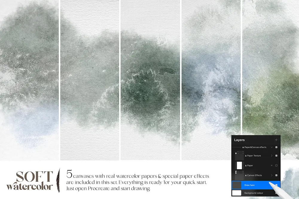 水墨风格插画怎么画起来快？试试这套软水彩Procreate笔刷吧