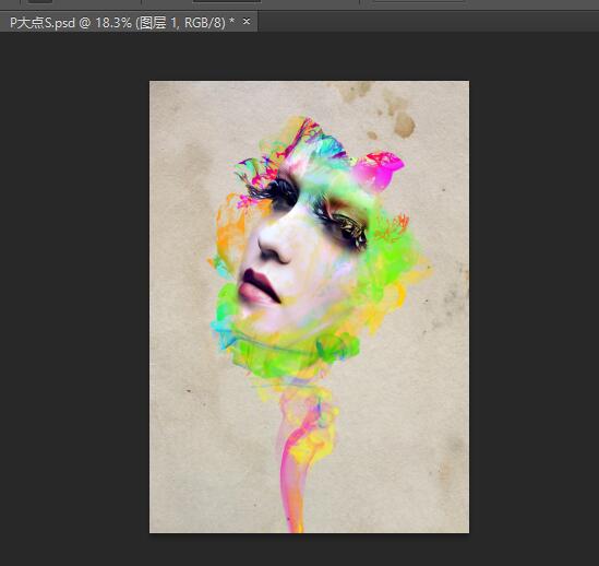 PS设计复古烟雾效果人像海报