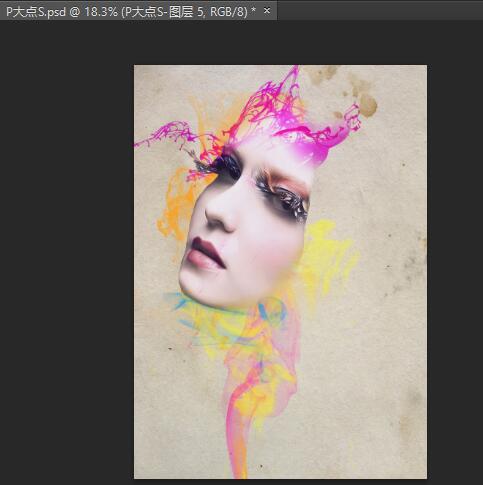 PS设计复古烟雾效果人像海报