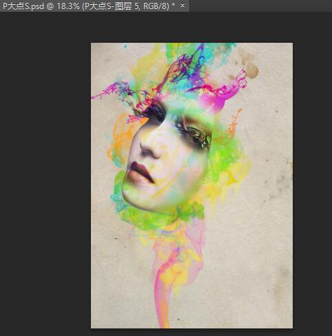 PS设计复古烟雾效果人像海报