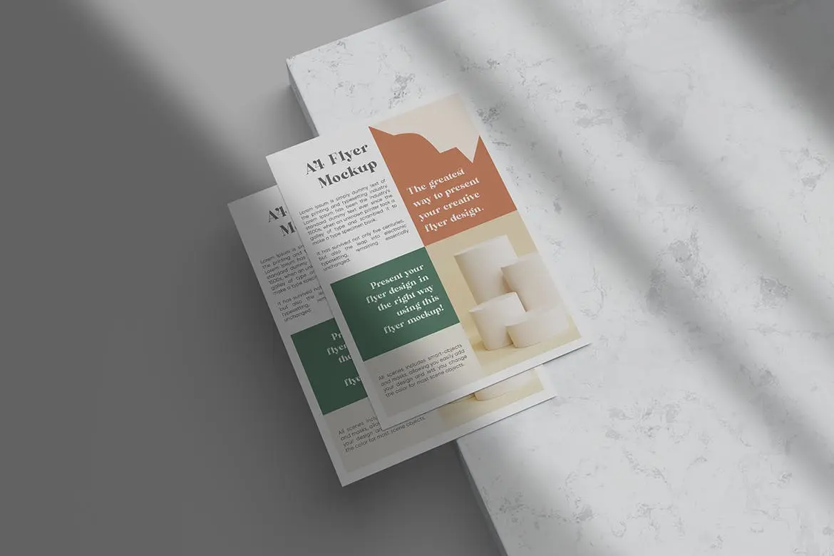 逼真光影A4海报传单PSD样机素材