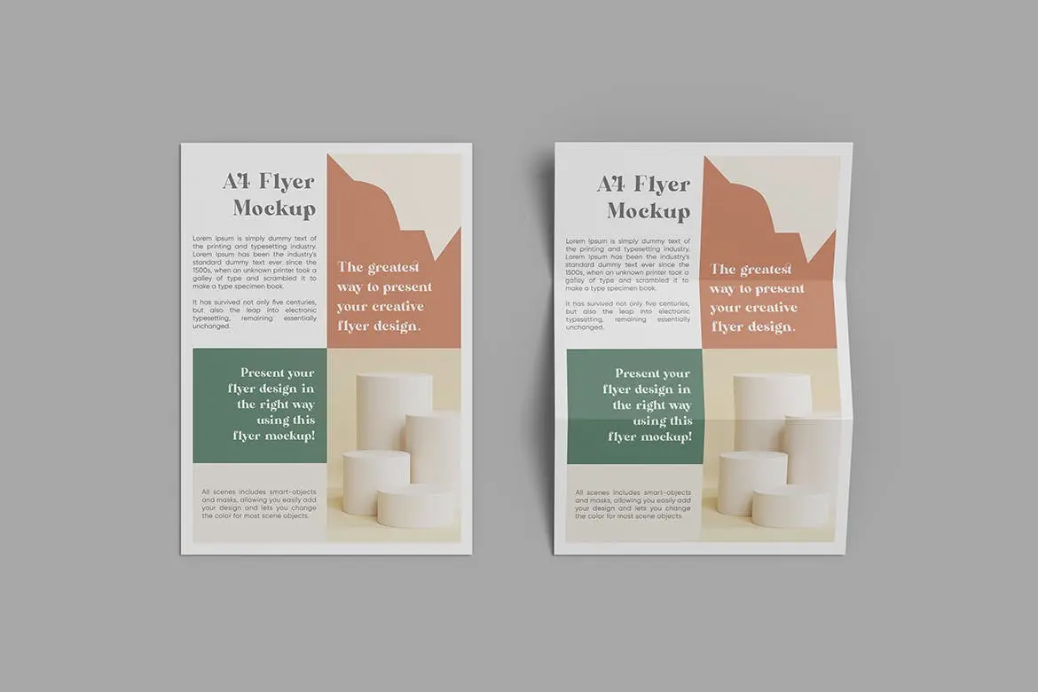 逼真光影A4海报传单PSD样机素材