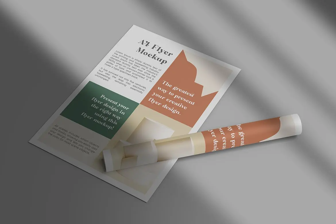 逼真光影A4海报传单PSD样机素材